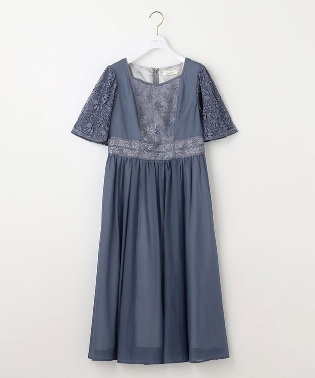 ANY SIS 【Lily Calin】グレースフレアスリーブ ドレス ダルブルー