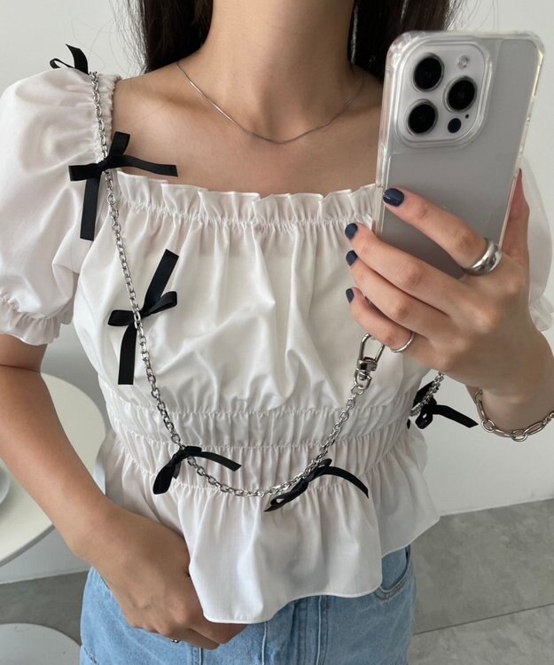 WEGO リボンチェーンストラップ ブラック