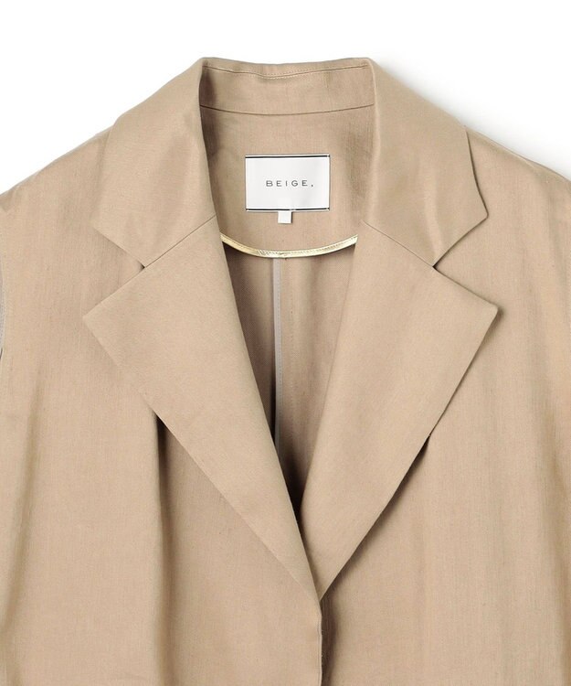 BEIGE， MICA /  リネンブレンドベルト付きジレ  L.Taupe