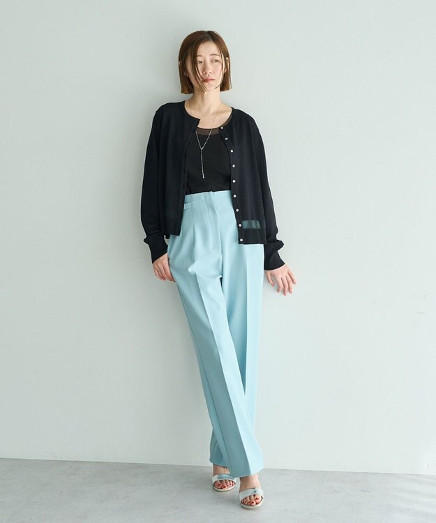 YECCA VECCA シアーMIXカーディガン Off White