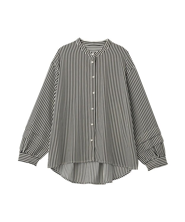 YECCA VECCA 2way裾アレンジパール釦ブラウス Stripe