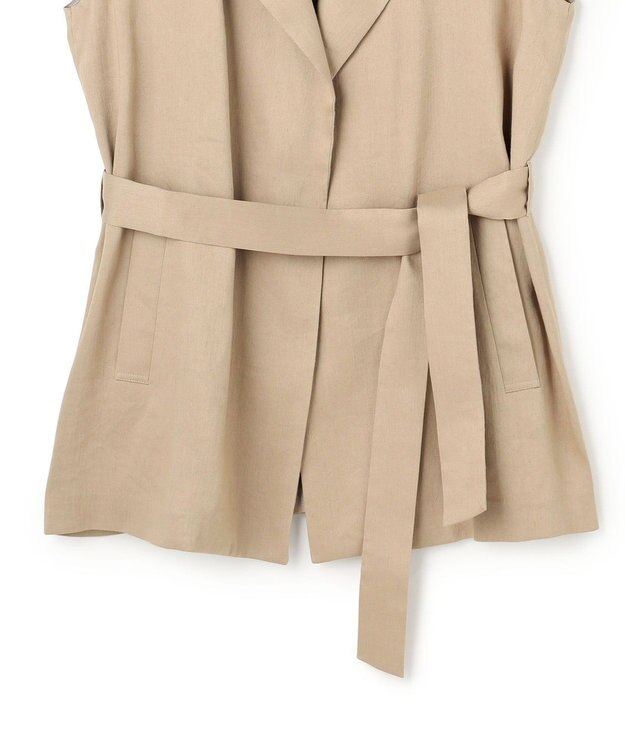 BEIGE， MICA /  リネンブレンドベルト付きジレ  L.Taupe