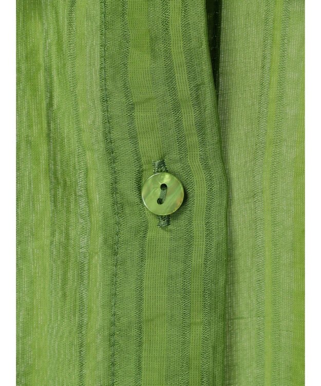 Green Parks シアーストライプショート丈シャツ Green