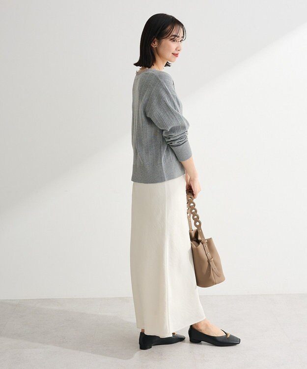 Green Parks レースドッキングニットカーディガン Gray Mixture