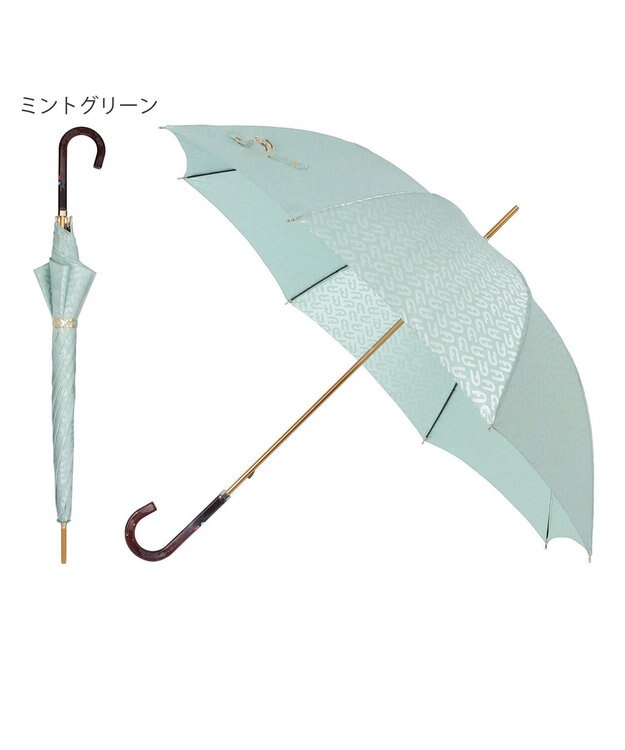 MOONBAT FURLA 長傘 モノグラムジャガード UV 日本製 ミントグリーン