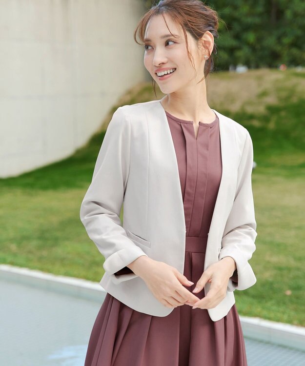 Tiaclasse L 【ダブルクロス】カラーレスジャケット グレージュ