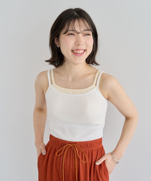 Green Parks ・Ｐｅｔｉｔ　Ｆｌｅｕｒ　レイヤードキャミ（カップ付 Gray Mixture