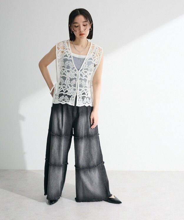 Green Parks ・Ｐｅｔｉｔ　Ｆｌｅｕｒ　レイヤードキャミ（カップ付 Gray Mixture