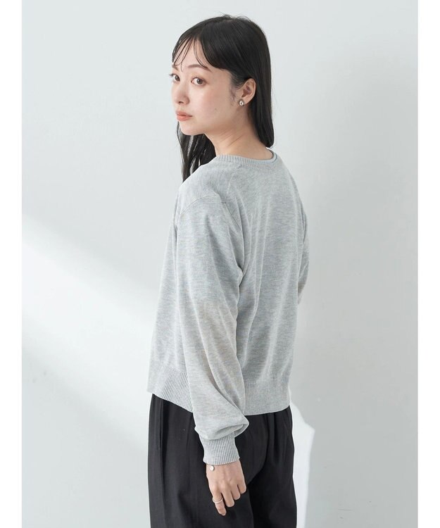 earth music&ecology シアークルーカーディガン Gray Mixture