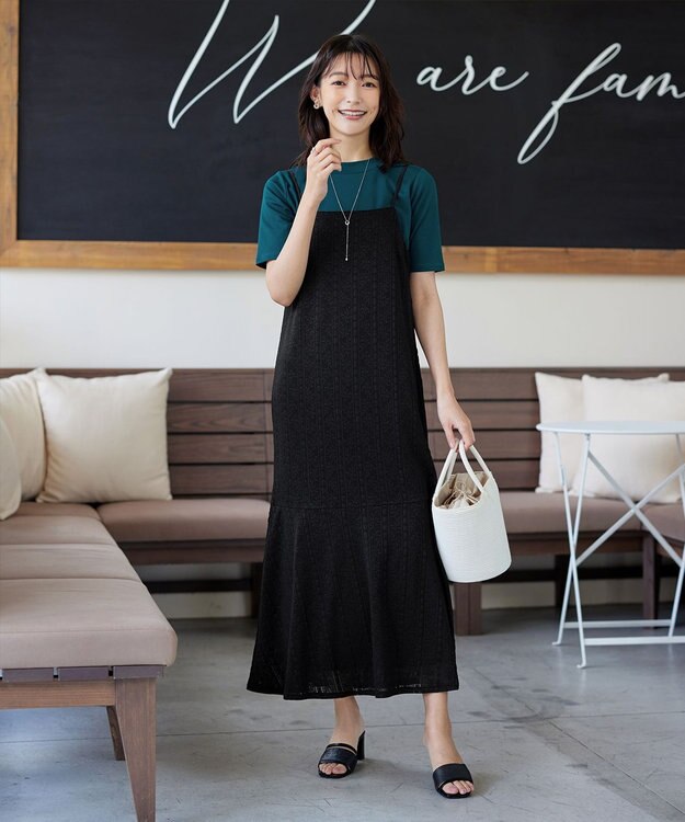 Tiaclasse L 【小倉優子さん着用・洗える・接触冷感・汗ジミ防止】“サマさまカットソー”ハーフスリーブベーシックトップス ターコイズ