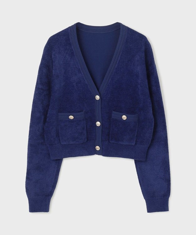 GRACE CONTINENTAL モールニットカーディガン ネイビー