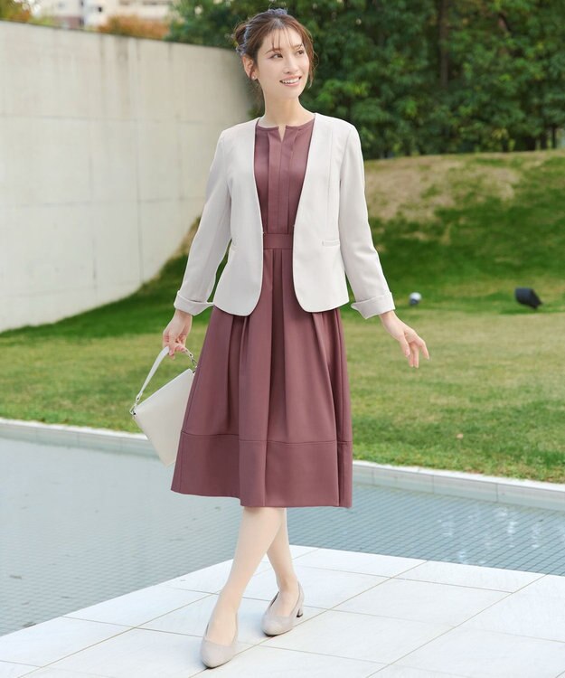 Tiaclasse L 【ダブルクロス】カラーレスジャケット グレージュ