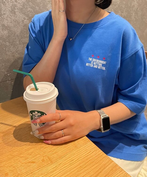 WEGO ヴィンテージライクグラフィックTシャツ ブルー