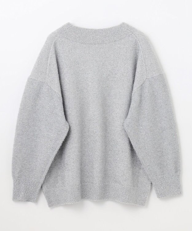 GRACE CONTINENTAL ラメVネックニットトップ シルバー