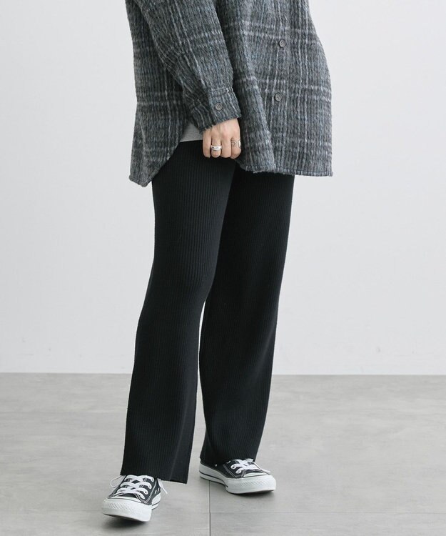 AMERICAN HOLIC バイパチリブニットパンツ Black