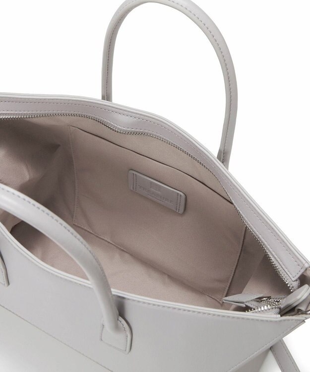 TOPKAPI 【TREASURE TOPKAPI】フェイクレザー ジオメトリック ショルダー付 トートバッグ ライトグレー