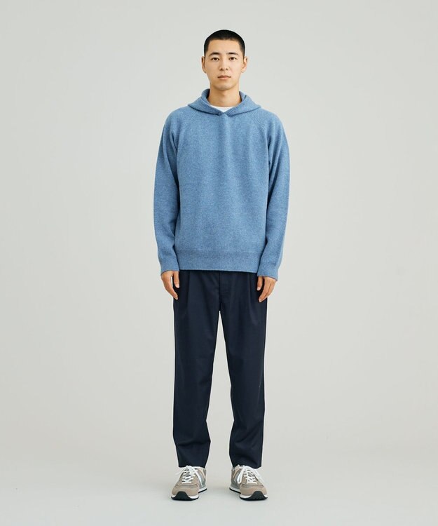 J.PRESS YORK STREET 【UNISEX】ウールカシミヤ フーディニット ダルブルー系