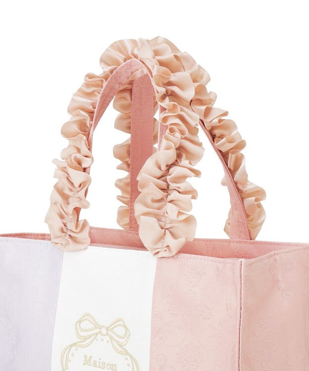 Maison de FLEUR トリコロールフリルハンドルトートバッグ Multi