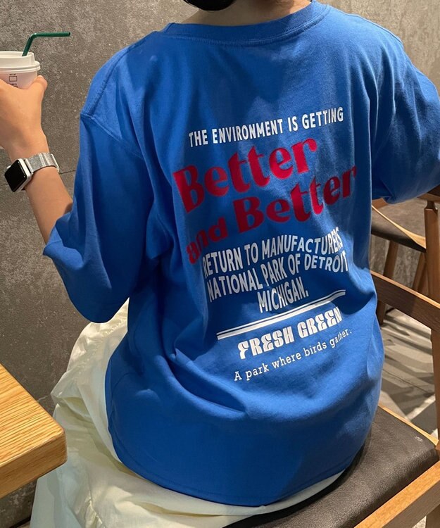 WEGO ヴィンテージライクグラフィックTシャツ ブルー