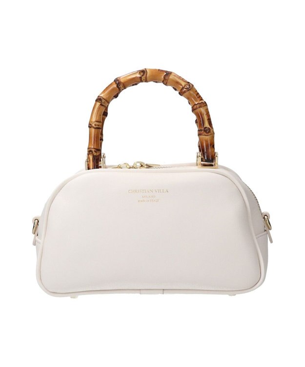 INTER-CHAUSSURES 【Christian Villa】バンブーハンドルミニバッグ ホワイト