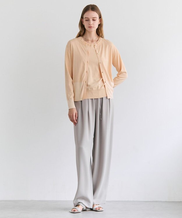 BEIGE， JULIE / コットンシルク 2WAY半袖ニット Peach
