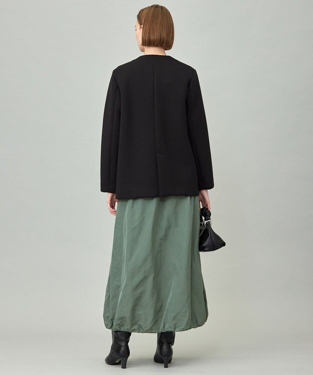 ICB L 【洗える】コンパクトWフェイス ノーカラージャケット ブラック系