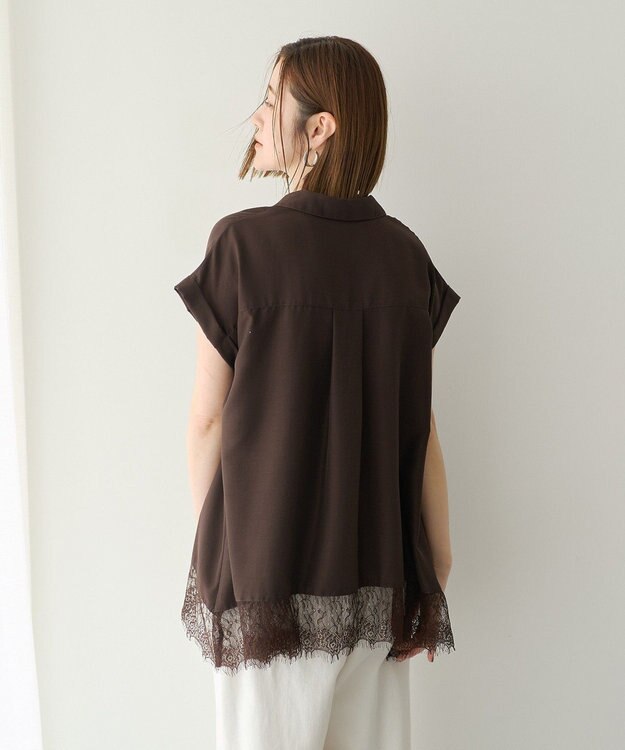 YECCA VECCA 裾レーススキッパーシャツ Brown