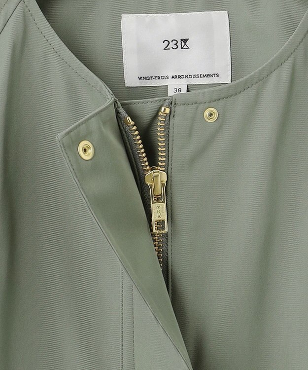 23区 S 【撥水加工】ライトツイル ノーカラーコート カーキ系