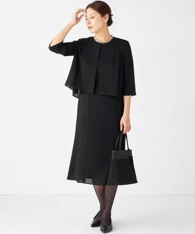 自由区 FORMAL 【洗える】セオアルファバラシャ ウォッシャブル ワンピース ブラック系