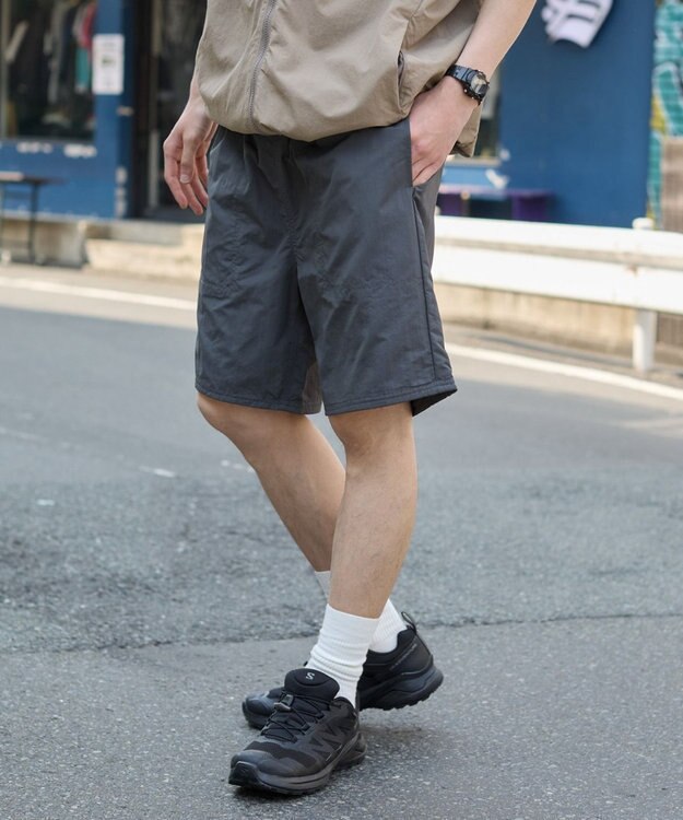 WEGO 【ウエストゴム/紐/速乾/洗濯可/SMLサイズ展開】ナイロンイージーショーツ ダークグレー