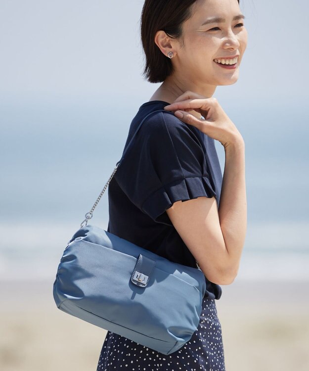 J.PRESS LADIES 【2way】ナイロンギャザー ショルダー バッグ スモーキーグリーン系