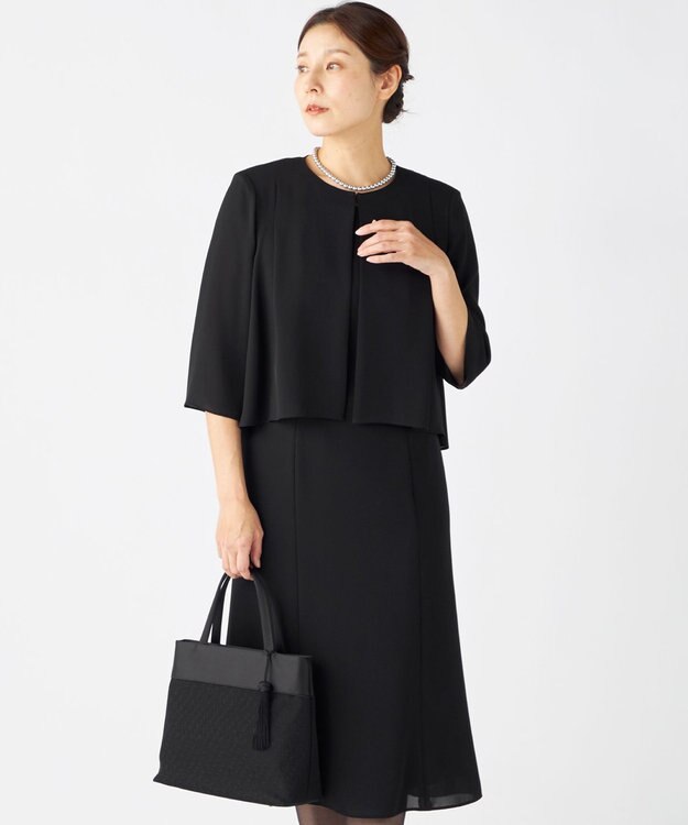 自由区 FORMAL 【洗える】セオアルファバラシャ ウォッシャブル ワンピース ブラック系