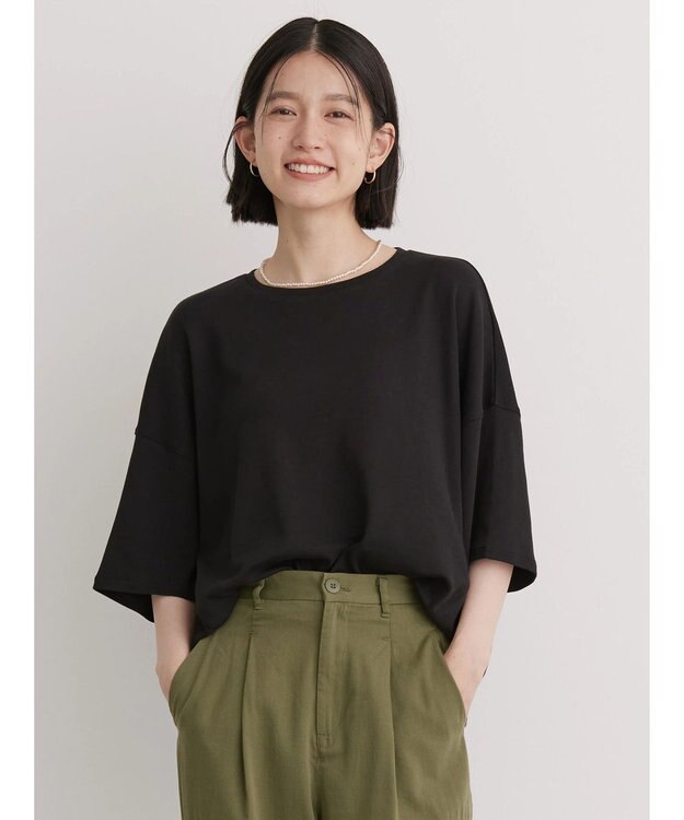 AMERICAN HOLIC ＵＶカット　コクーン半袖カットプルオーバー Black