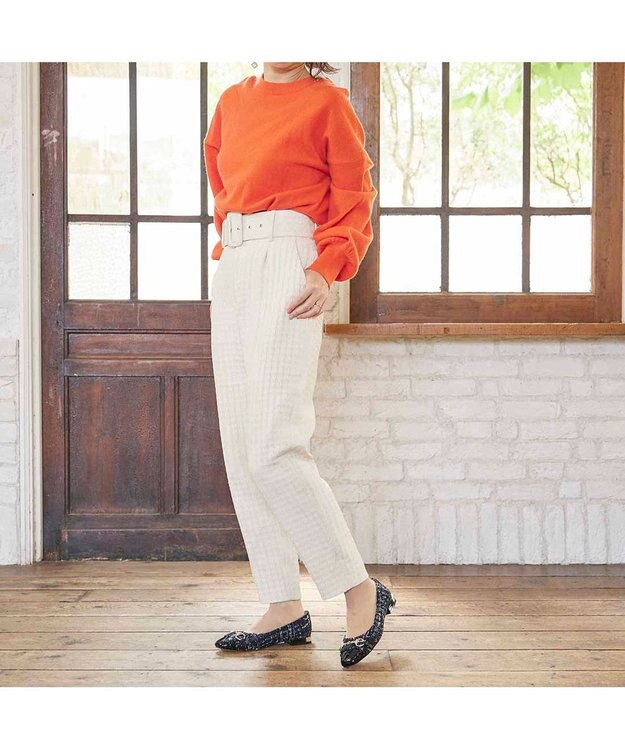 MODE ET JACOMO <MODE ET JACOMO>スクエアビットフラットパンプス ネイビーコンビ