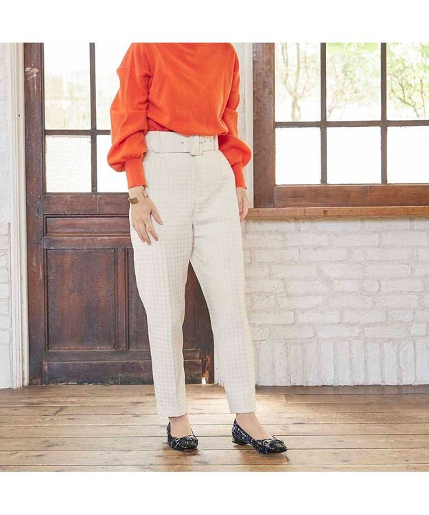 MODE ET JACOMO <MODE ET JACOMO>スクエアビットフラットパンプス ネイビーコンビ