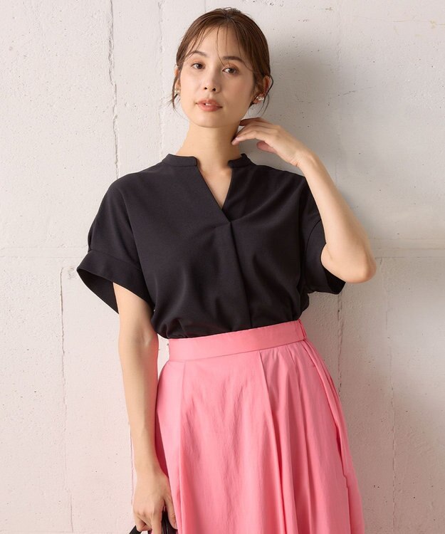 組曲 【WEB限定】ライトジョーゼットスキッパー ブラウス ブラック系