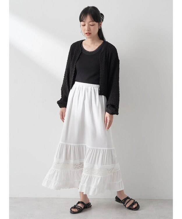 earth music&ecology レースティアードスカート Ivory