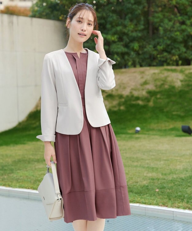 Tiaclasse L 【ダブルクロス】カラーレスジャケット グレージュ