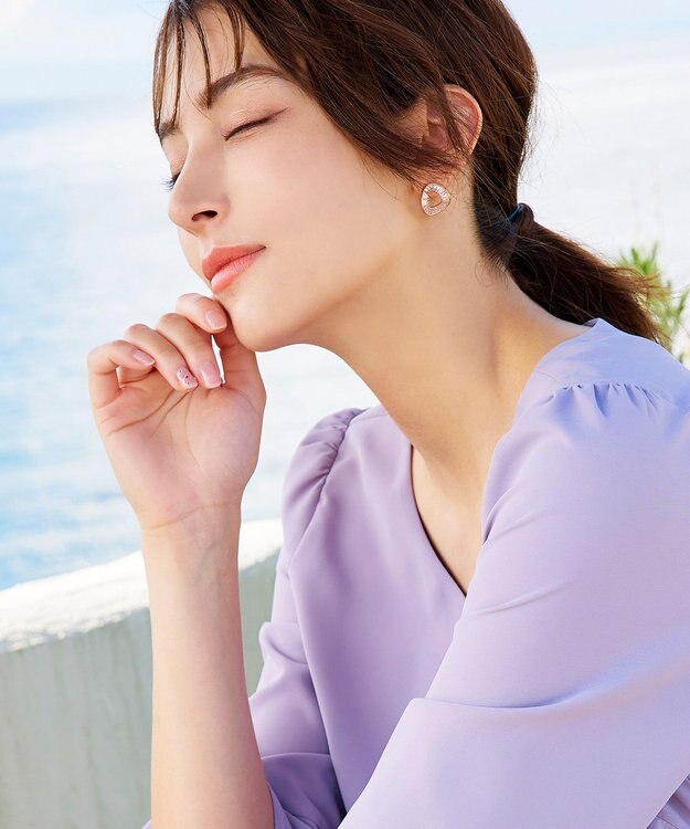 Tiaclasse 【金属アレルギー対応】ウェーブサークルピアス ピンクゴールド