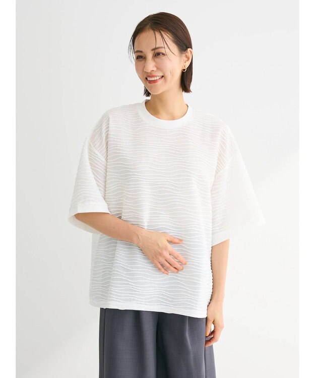 Green Parks ・Ｐｅｔｉｔ　Ｆｌｅｕｒ　ウェーブカットオーバーＴＥＥ Off White