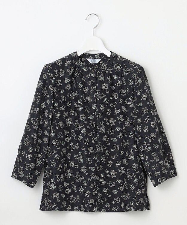 J.PRESS LADIES S 【洗える】ラインフラワープリント ブラウス ネイビー系