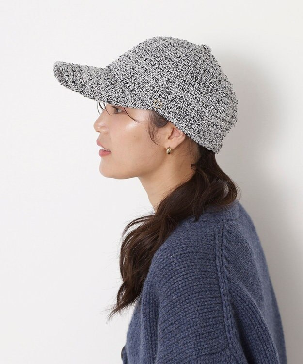 MOONBAT PAUL&JOE ACCESSOIRES(ポール&ジョー)ツイード キャップ 帽子 ネコチャーム付 UVカット ブラック