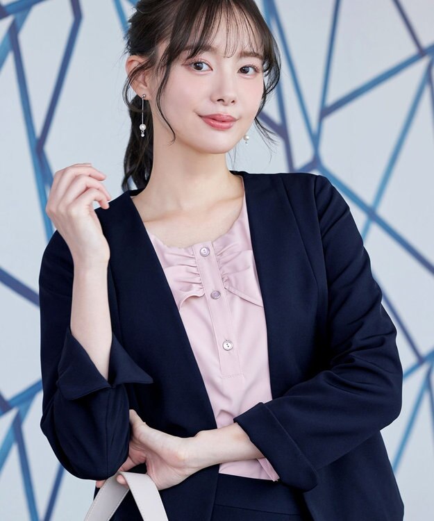 Tiaclasse L 【ダブルクロス】カラーレスジャケット ネイビー