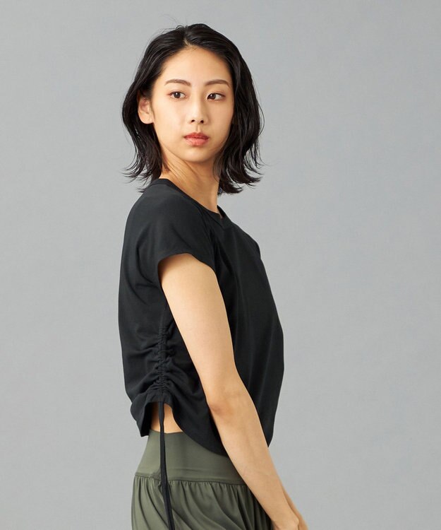 Chacott Chacott BALANCE HandsomeCotton サイドギャザーTシャツ ブラック