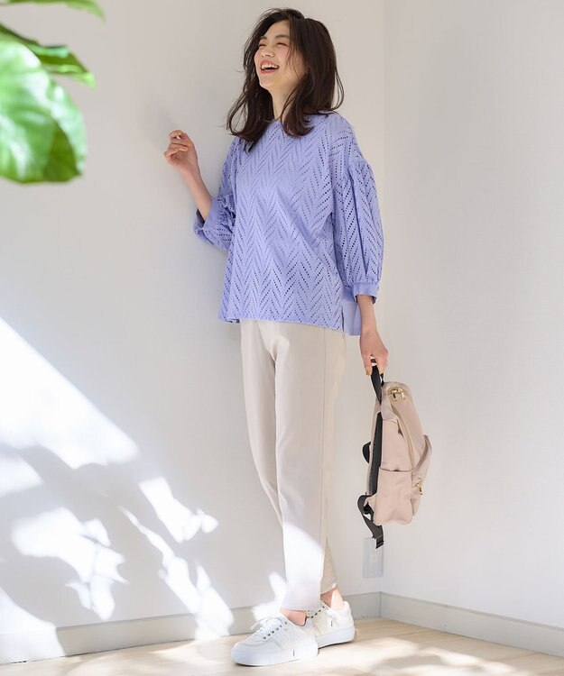 ANY L 【洗濯機可】エンブロイダリーブラウス ラベンダー