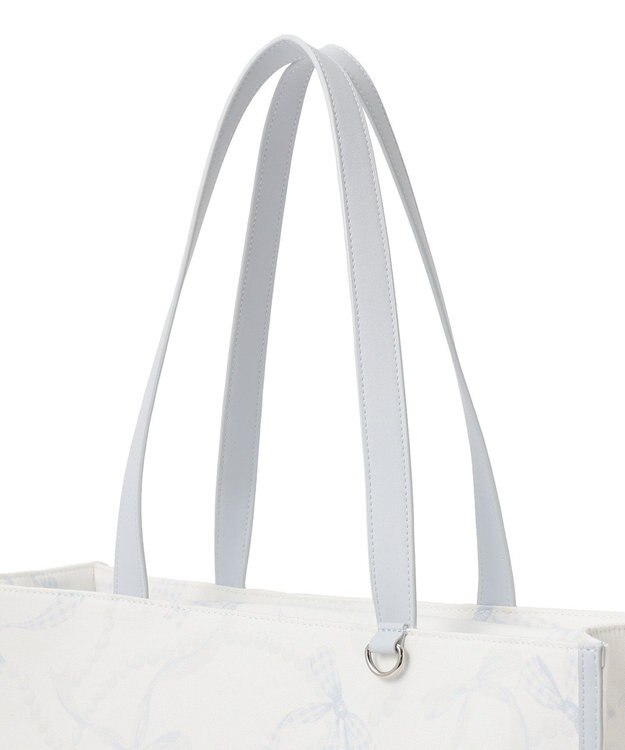 Maison de FLEUR リボンパールプリントマルチポケットトートバッグ Blue