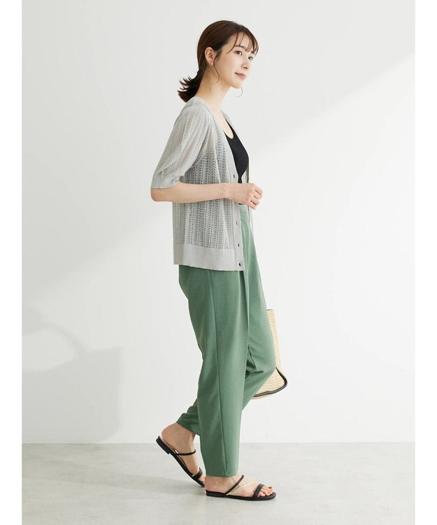 Green Parks すかし柄コンパクトシアーカーディガン Gray