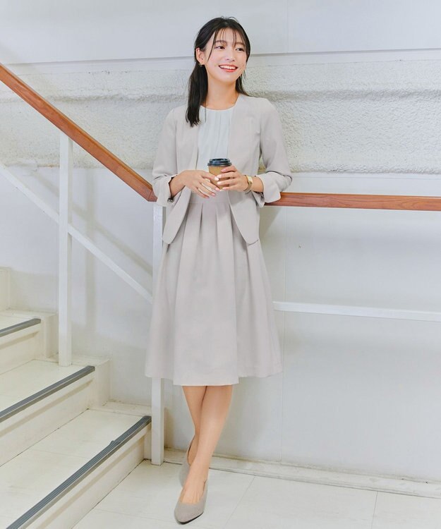 Tiaclasse L 【ダブルクロス】カラーレスジャケット グレージュ