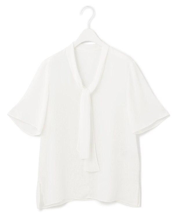 ICB 【洗える】BackSatinAmunzen  ボウタイブラウス オフホワイト系