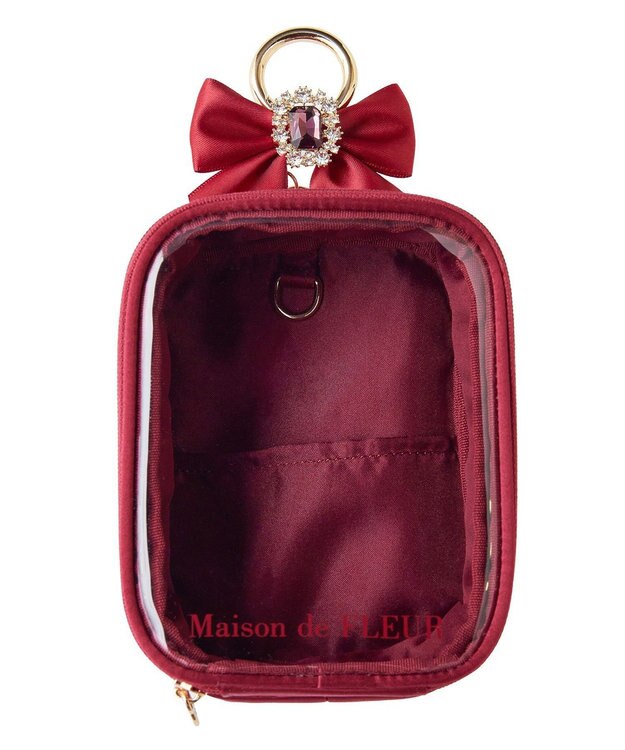 Maison de FLEUR ビジューリボンクリアポーチS Red